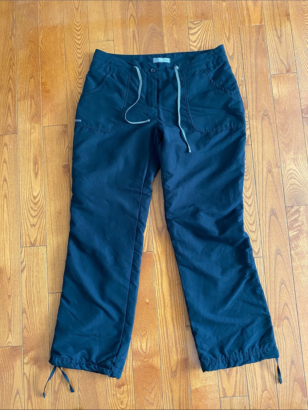 Women’s size 12 black fleece lined outdoor pants with Drawstring Waist